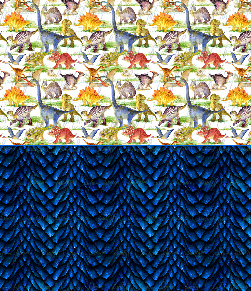 Blue Scale Dino Collage