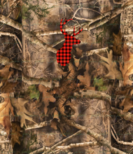 Load image into Gallery viewer, Orange Plaid Deer on Camo
