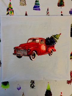 Red Christmas Truck PANEL--RETAIL